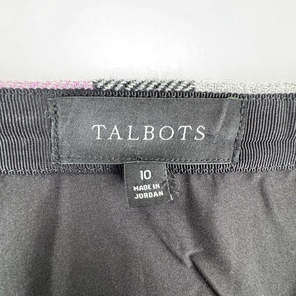 Talbots Plaid Skirt Womens 10 Gray Purple Wool Blend Academia Preppy Career - Picture 6 of 12